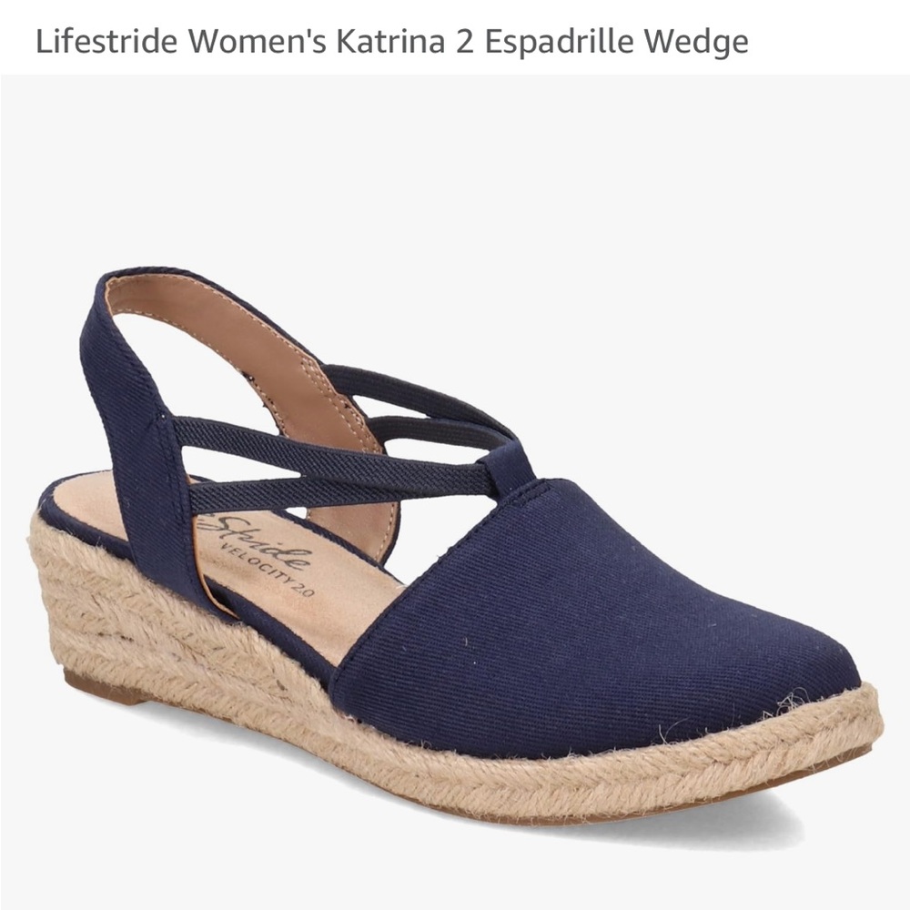 Life Stride Women's Navy Espadrille Wedge